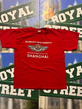 Harley-Davidson Red Shanghai Logo Short Sleeve Tee